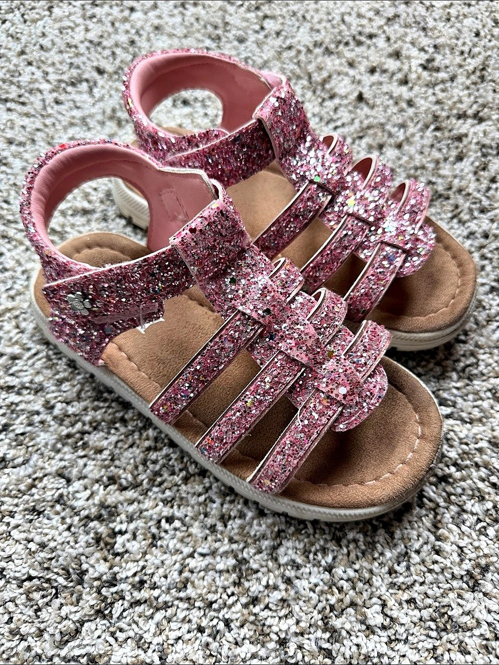 QIY Girls Pink Glitter Sandals Size Toddler 13